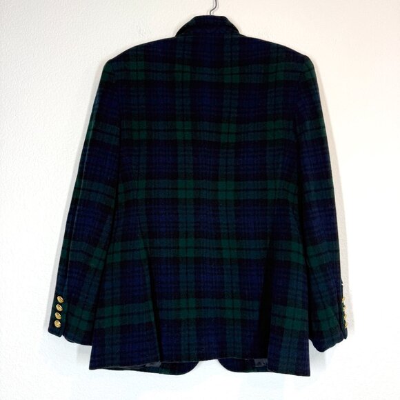 Vintage Ralph Lauren Crest Blazer Jacket Blackwatch Wool Cashmere Plaid 2P - Picture 2 of 11